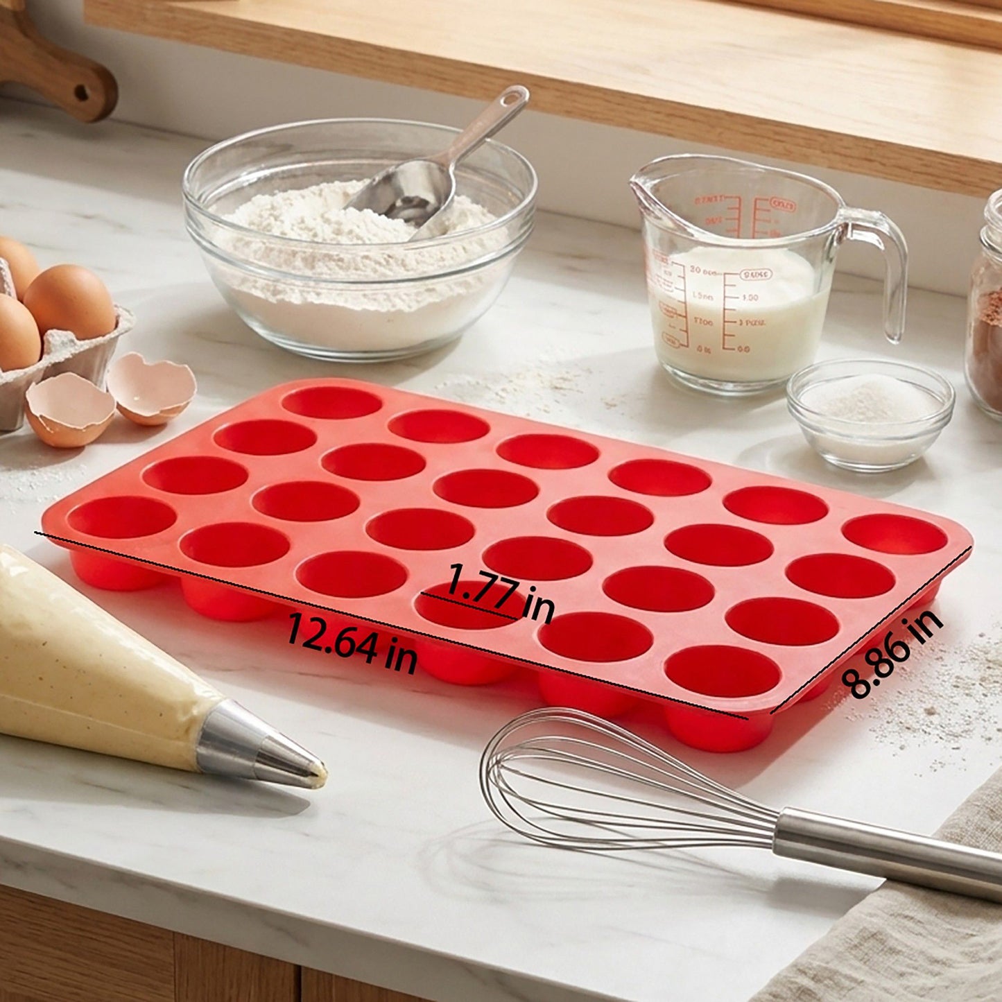 24-Cup Mini Muffin Pan - Non-Stick Bite-Sized Cupcake Mold for Baking