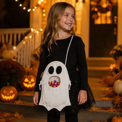 Halloween Ghost Trick or Treat Candy Bag with Shoulder Strap