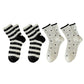4 Pairs Crew Socks with Black and White Patterns Soft Cotton Texture Heart and Stripe for Flats and Dress Shoes