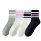 Crew Socks 4-Pack White Base Colorful Ribbed Cuff Striped Design Stretch Comfort Breathable Fit