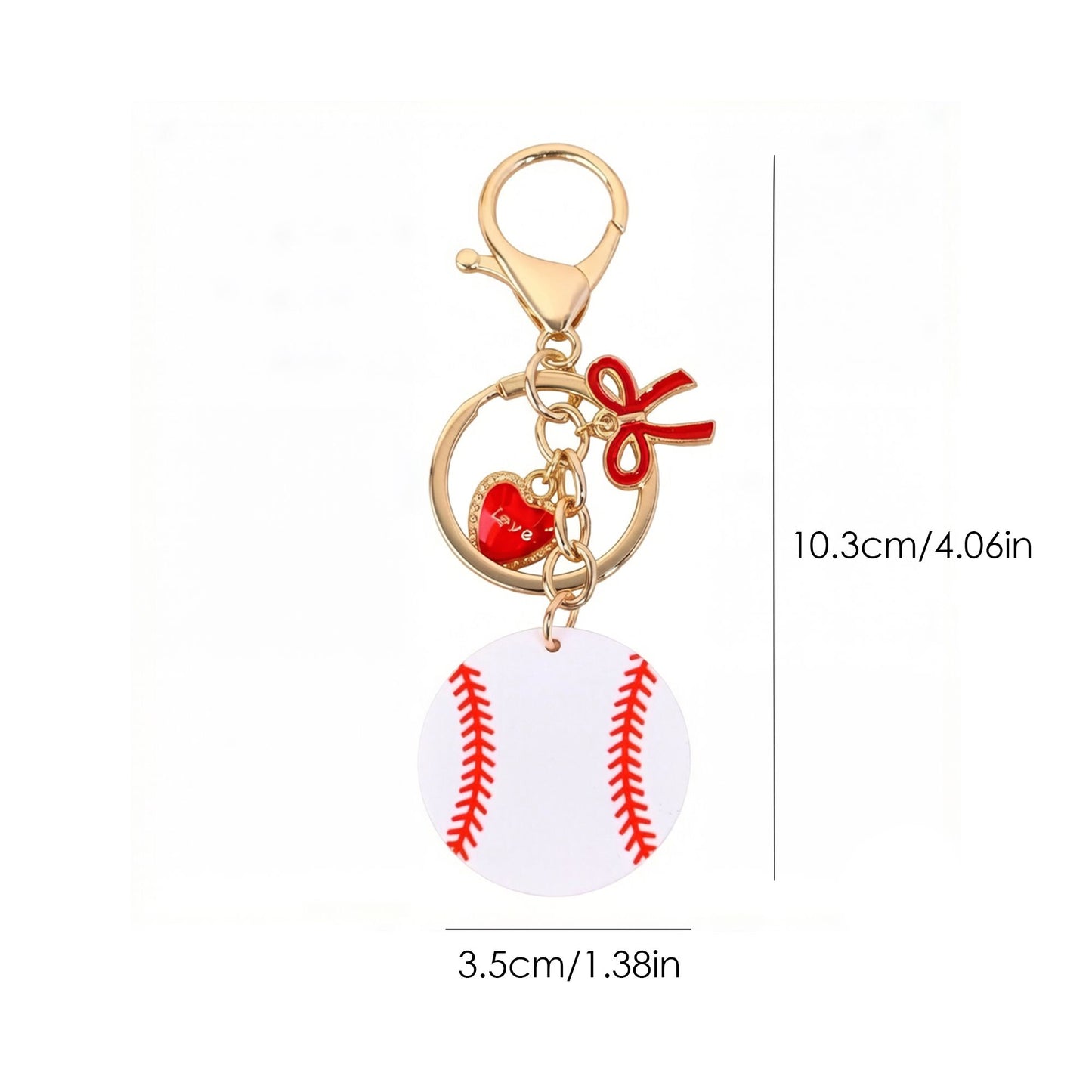 2 Pack Sports Ball Keychains with Gold Tone Clip Ring and Charm Accents