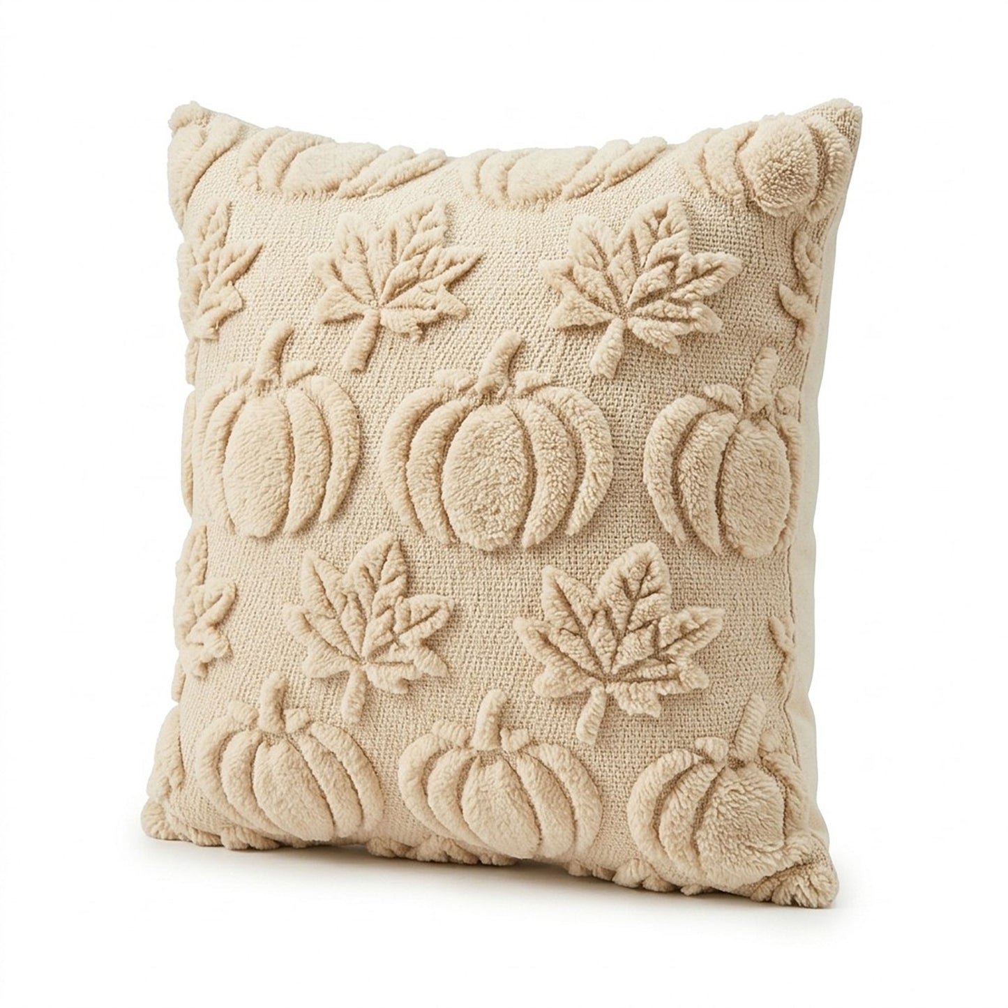 Tufted Pumpkin Decorative Throw Pillow Cover for Fall Home Decor 17.7 x 17.7in