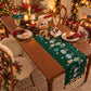 Christmas Ornament Chenille Jacquard Table Runner with Tassels for Holiday Dining Decor