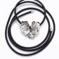Three-Petal Flower Leather Waist Rope Adjustable Vintage Body Belt Floral Inspired Waist Jewelry 47.2in- Silver