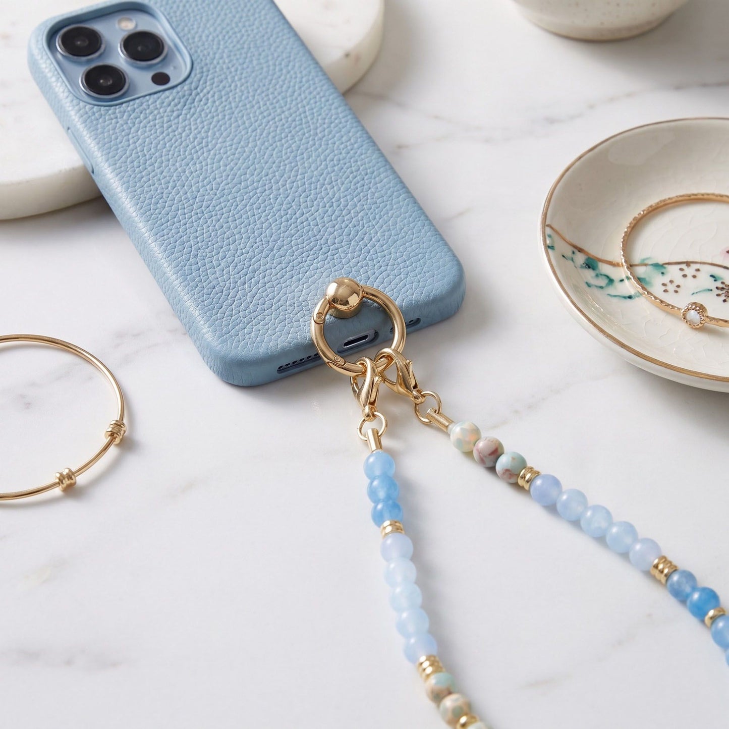 Beaded Phone Wrist Strap with Removable Clasps