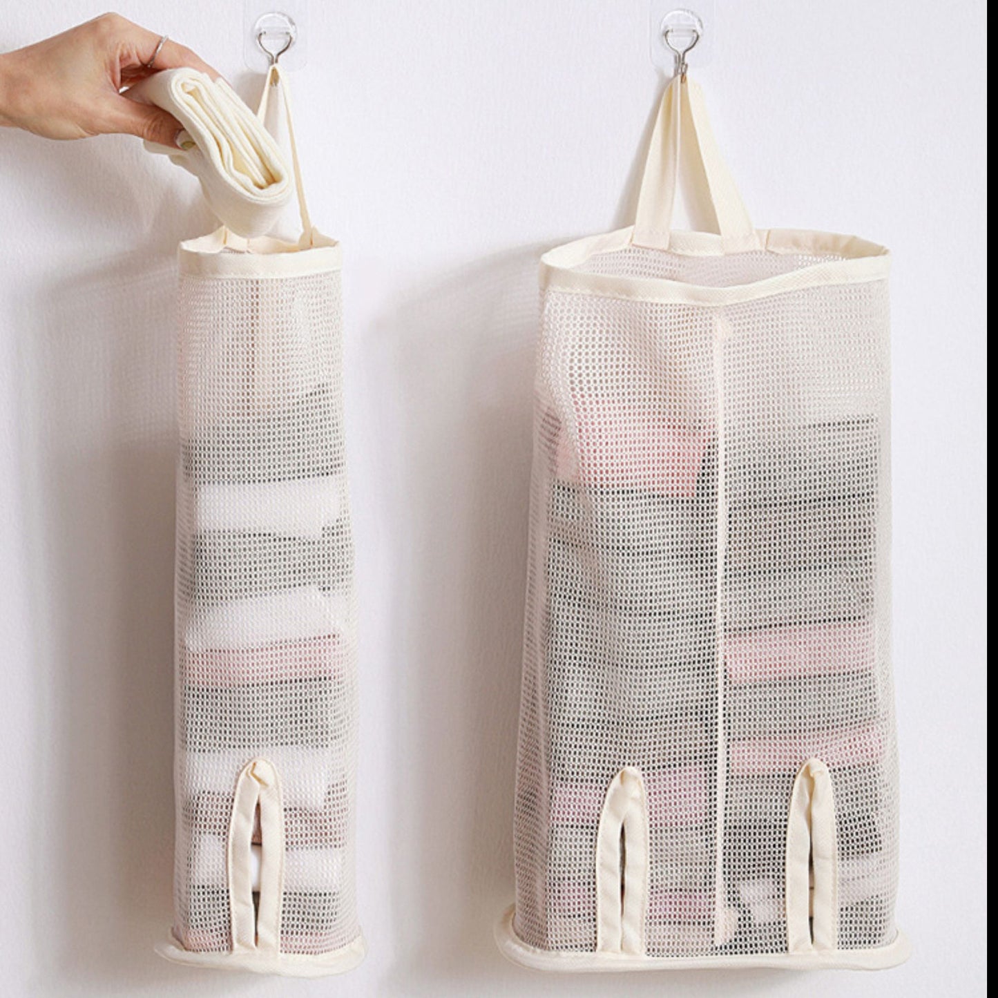 2 Pack Hanging Storage Bags Vertical Organizer Socks Storage for Closet Door Wall Space Saving