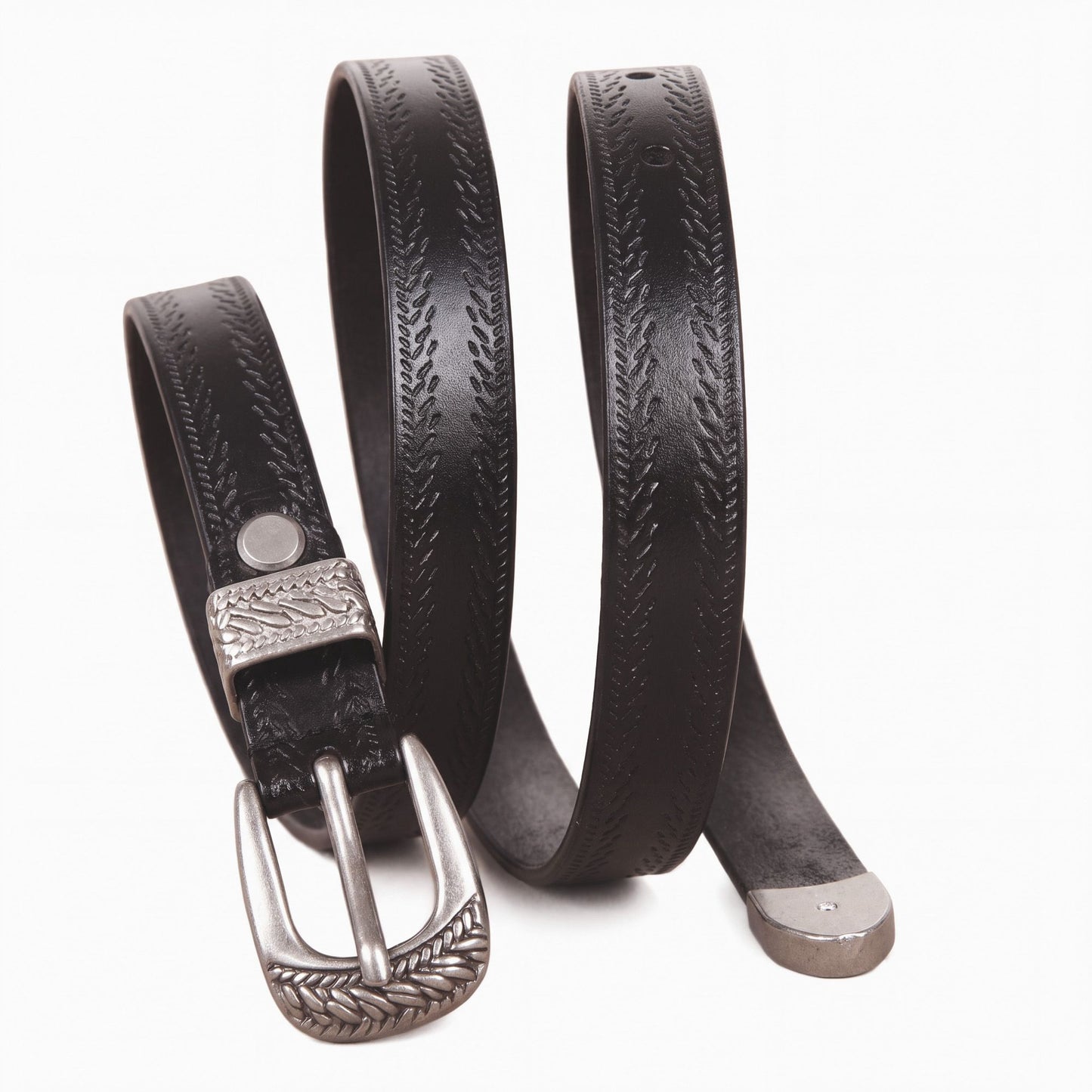 Waist Belt with Gold Tone Decorative Clasp for Dresses 37.8 in