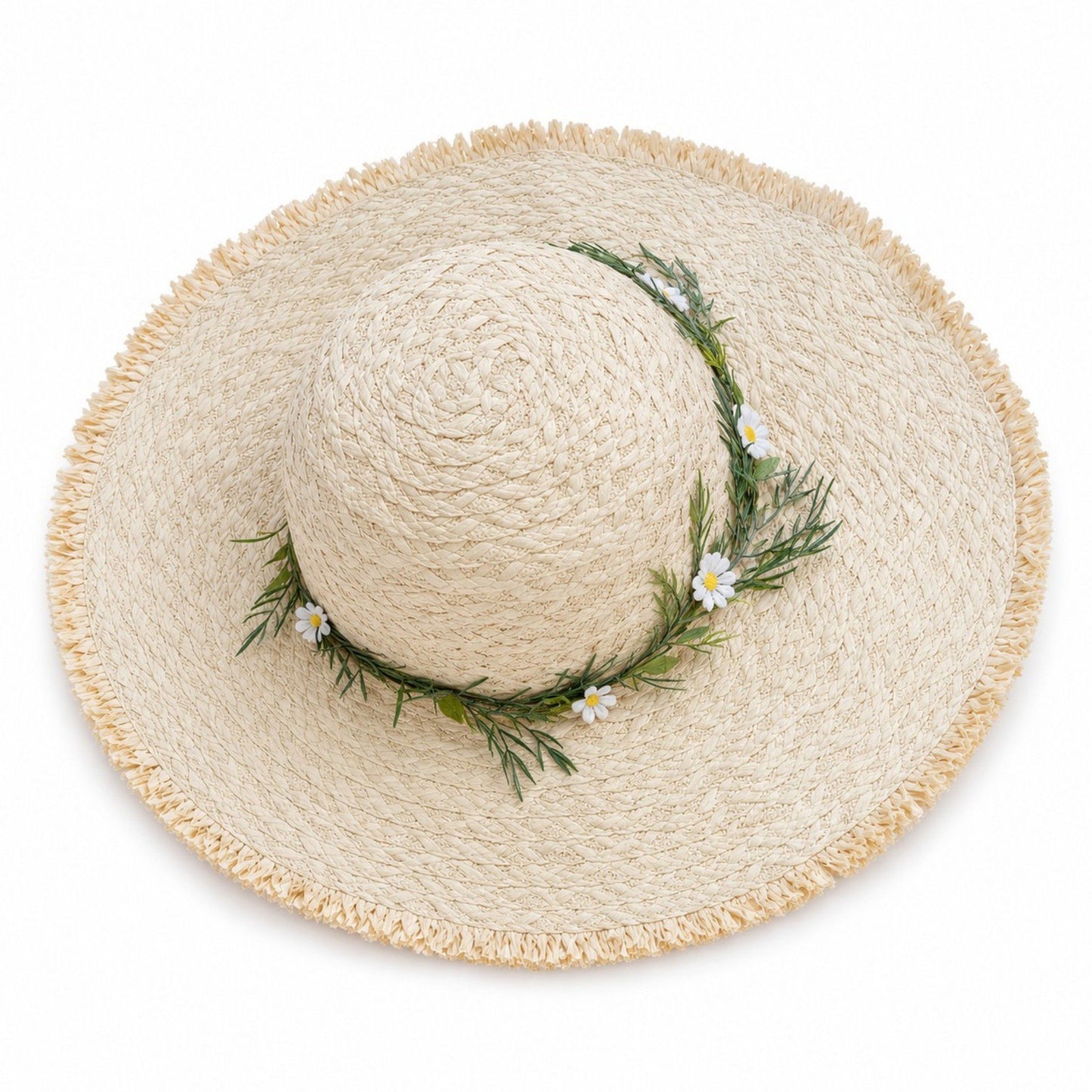 Summer Sun Hat for Women - Straw Beach Hat with Floral Embellishment