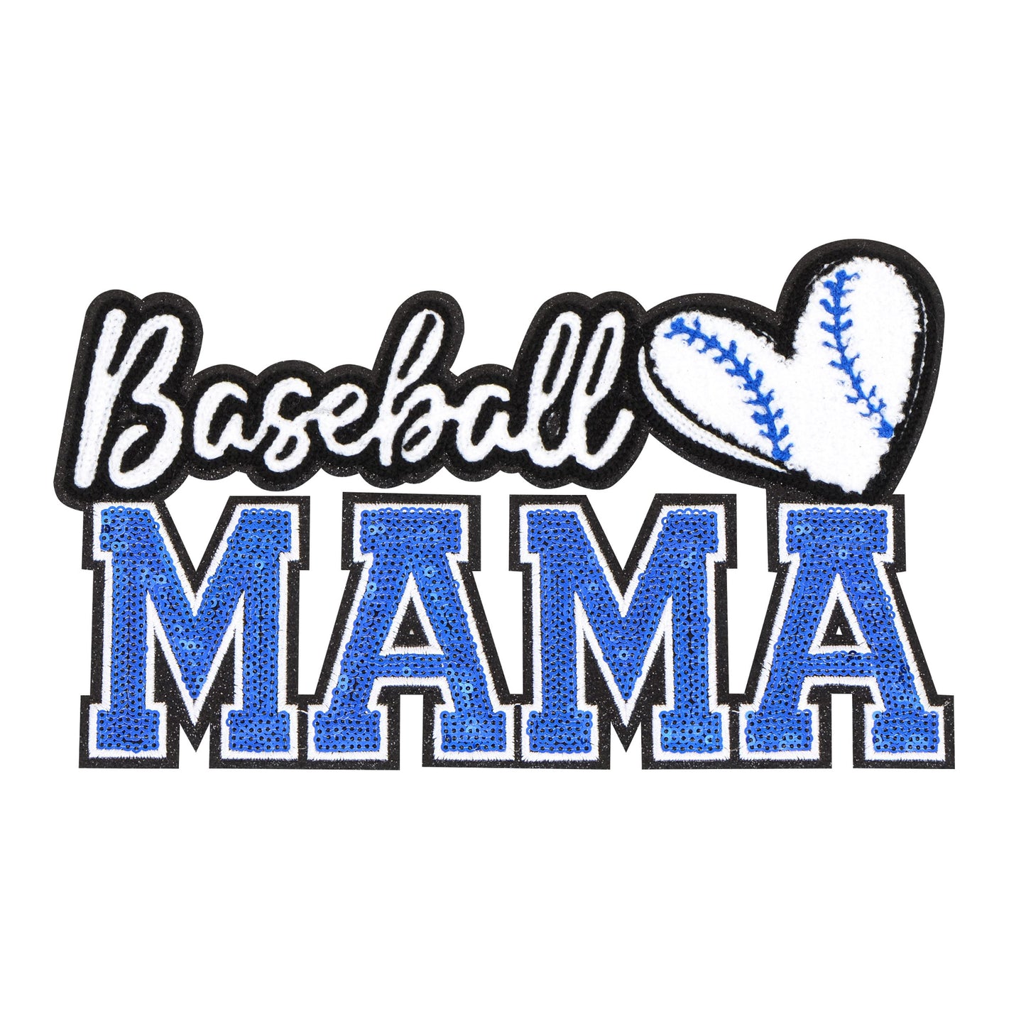 Baseball Mama Sequin Iron On Patches Game Day Applique Large Patch Accessory Clothes Jacket Uniform Backpack DIY Decor