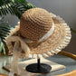 Wide Brim Straw Sun Hat Lace Trim Breathable Floppy Beach Vacation Hat