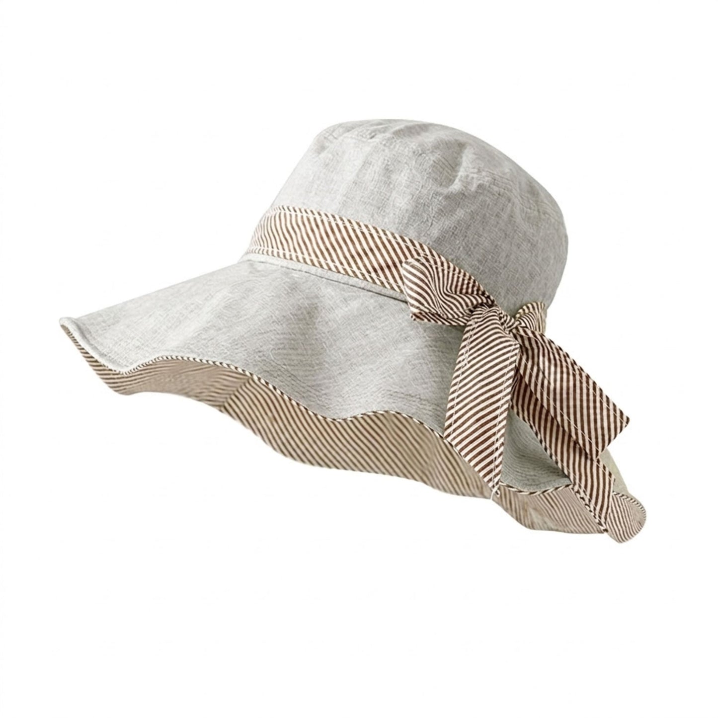 Foldable Wide Brim Sun Hat with Bow Tie