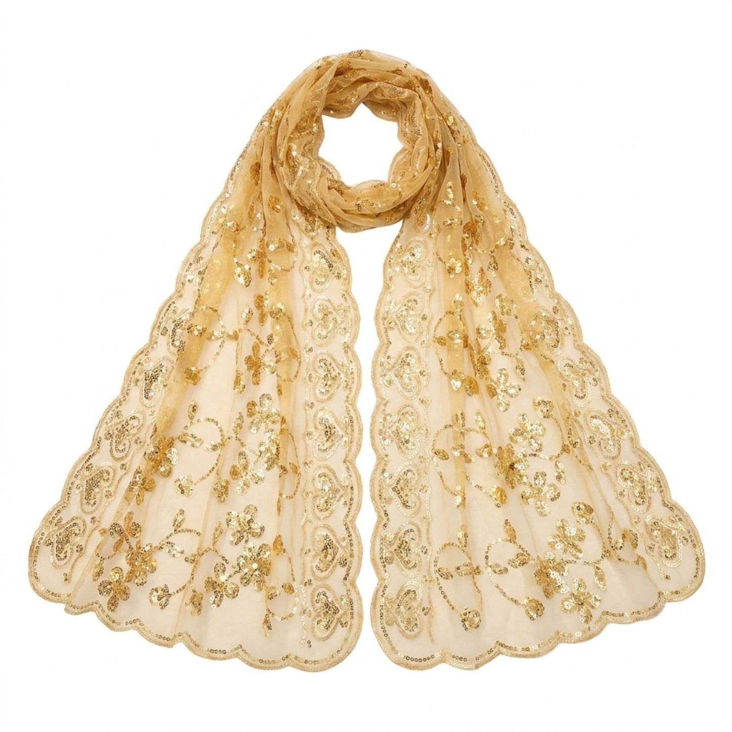 Sequin Shawl Wrap Sheer Mesh Evening Cover Up 75*23.5 Inches