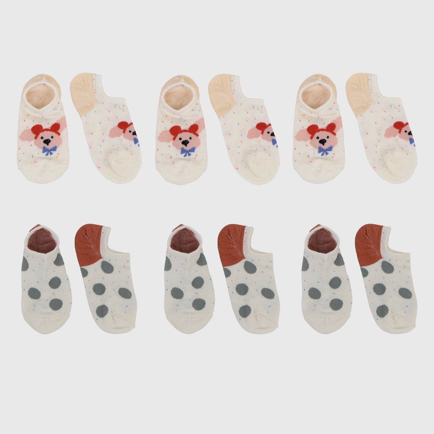 Charming No Show Socks Seamless Toe Cotton 6Pk