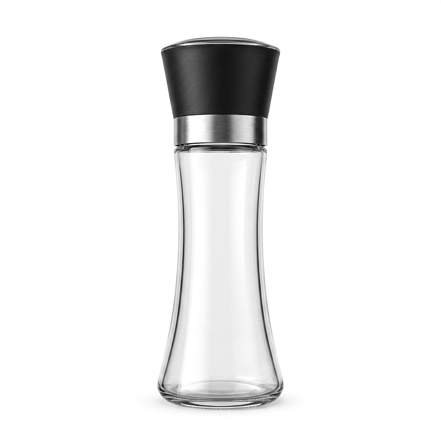 2-Piece Glass Salt and Pepper Grinder Set with Stainless Steel Accent