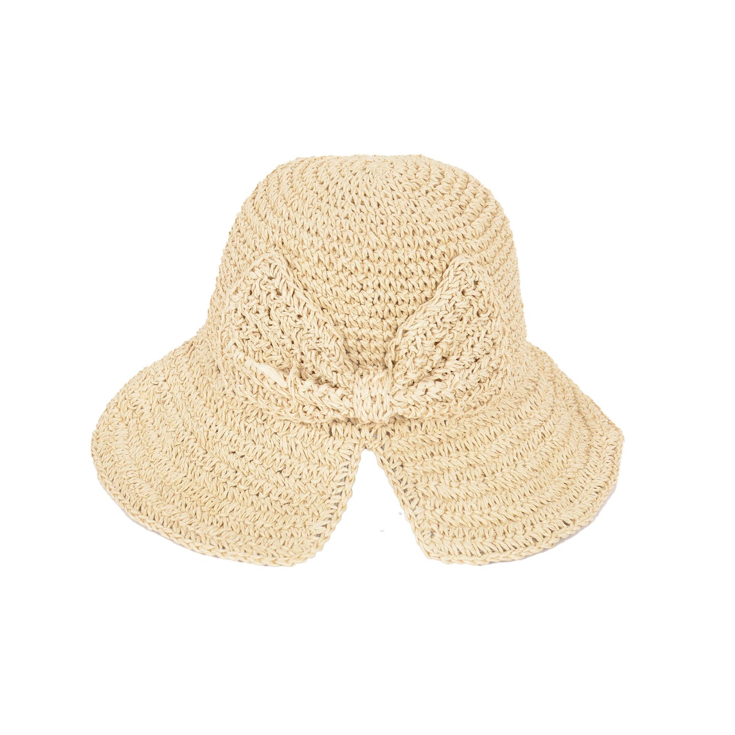 Crochet Raffia Sun Hat with Wide Brim and Bow Detail Foldable Summer Beach Hat for Stylish Sun Protection