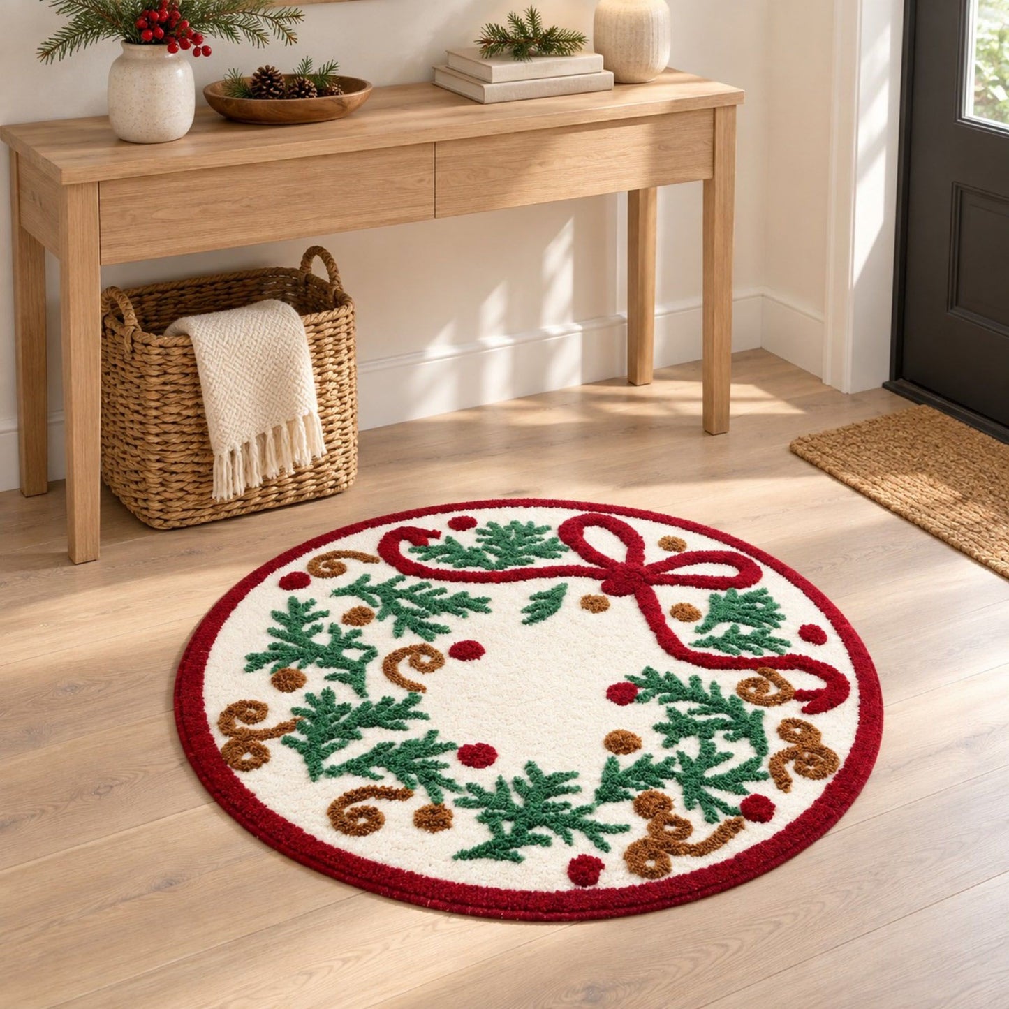 31.5 Inch Floral Tufted Accent Rug Decorative Shaped Area Rug for Bedroom and Entryway
