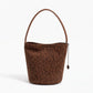 Leopard Print Bucket Shoulder Bag with Chain Charm