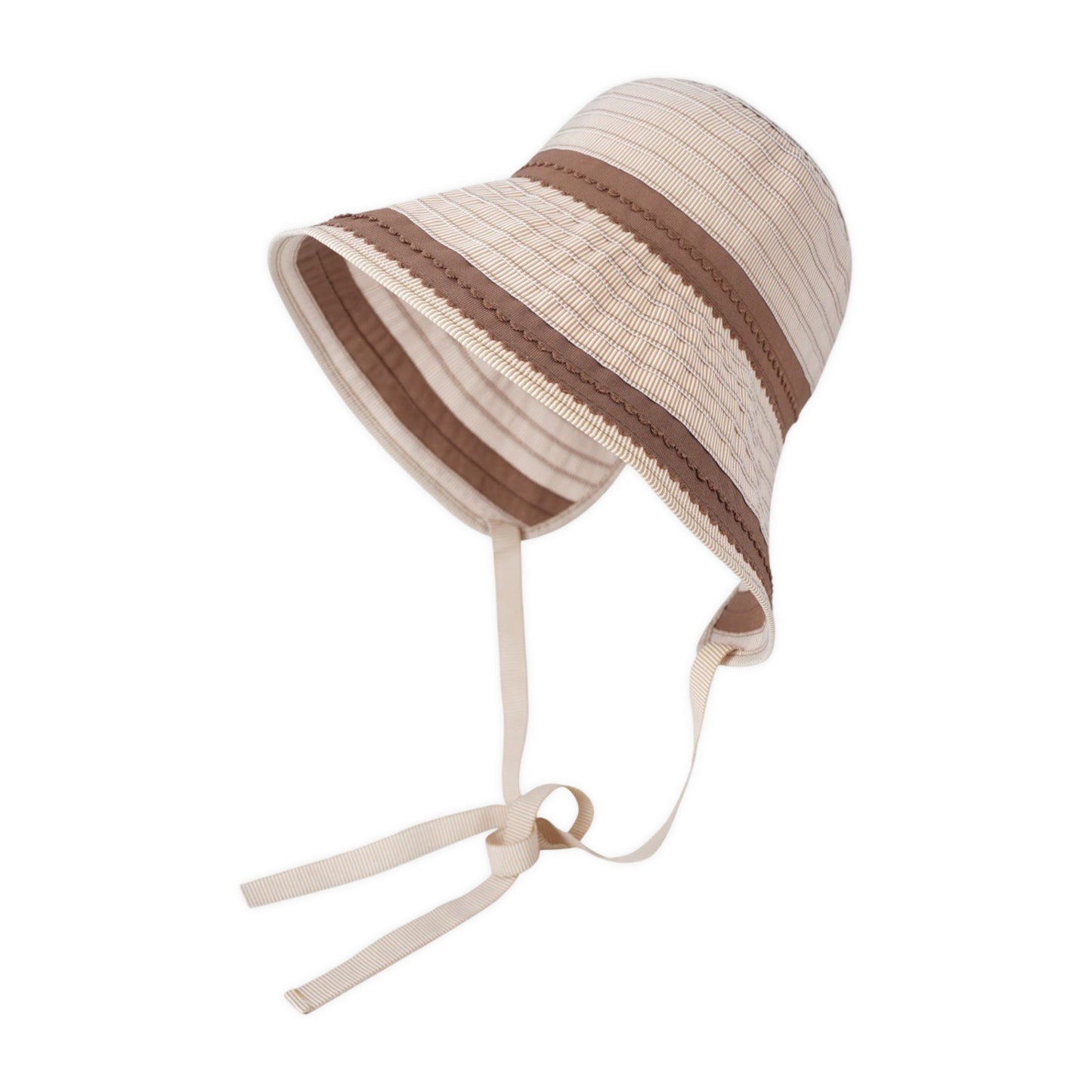 Striped Bucket Sun Hat Wide Brim Adjustable Chin Strap Packable Beach Hat