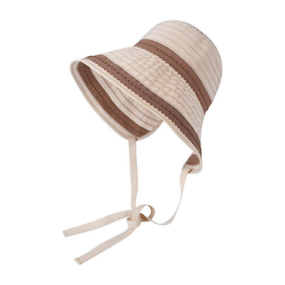 Striped Bucket Sun Hat Wide Brim Adjustable Chin Strap Packable Beach Hat