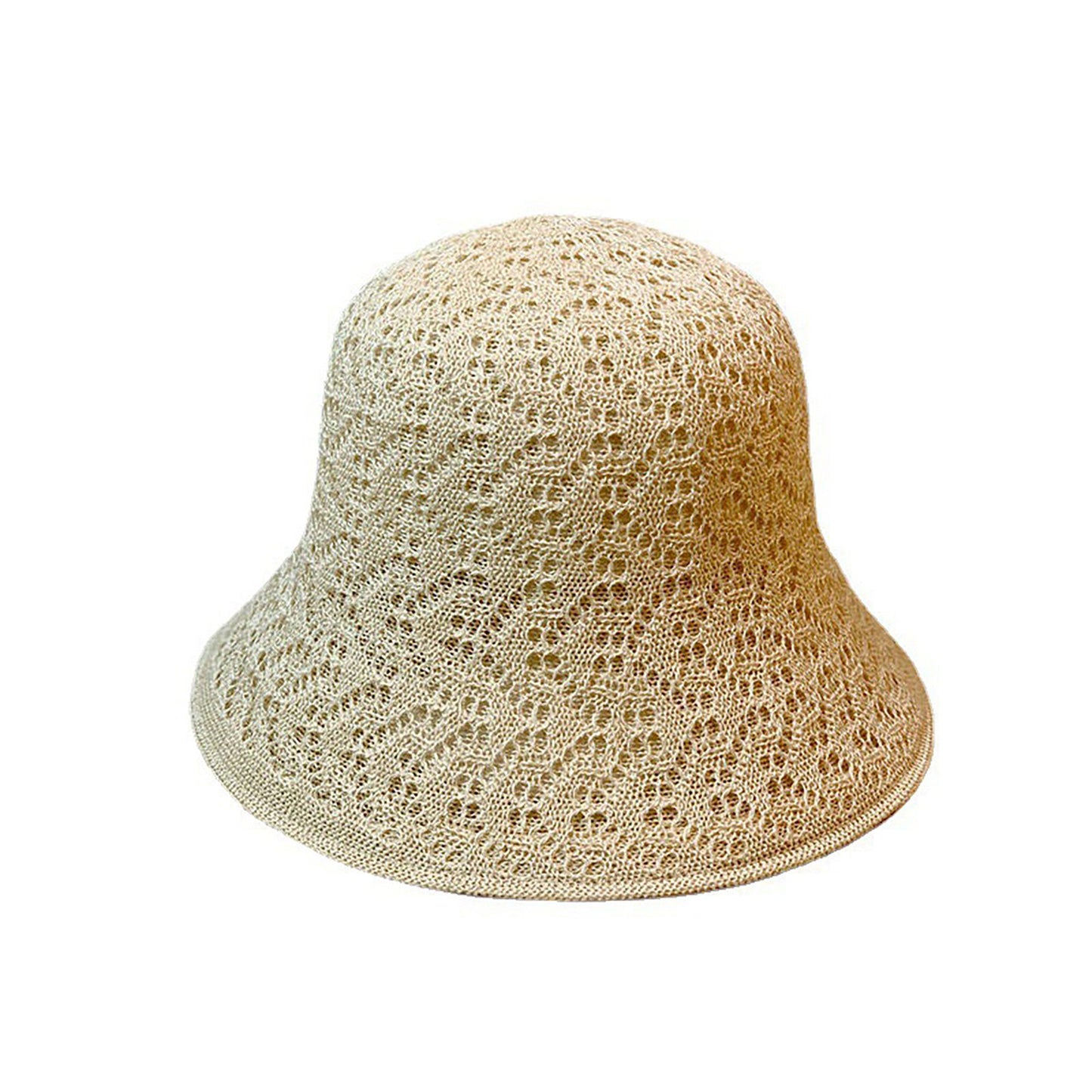 Crochet Bucket Sun Hat with Open Weave Texture and Flexible Brim Design