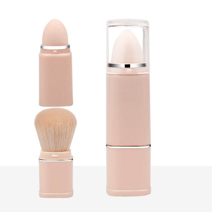 2-Piece Dual-Ended Makeup Applicator Set with Blending Sponge and Soft Face Brush
