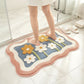 Tufted Floor Mat with Floral Daisy Pattern Non Slip Backing Soft Plush Decorative Scalloped Edge Rug
