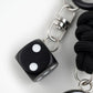 Eight Ball Dice Keychain with Rope Loop Charm Beaded Key Ring Accessory