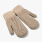 Cable Knit Winter Mittens with Soft Fuzzy Cuffs