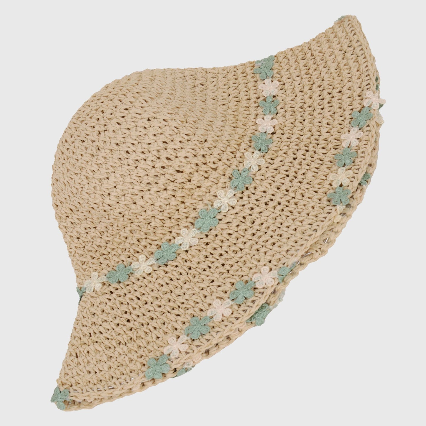 Floral - Embellished Crochet Straw Sun Hat