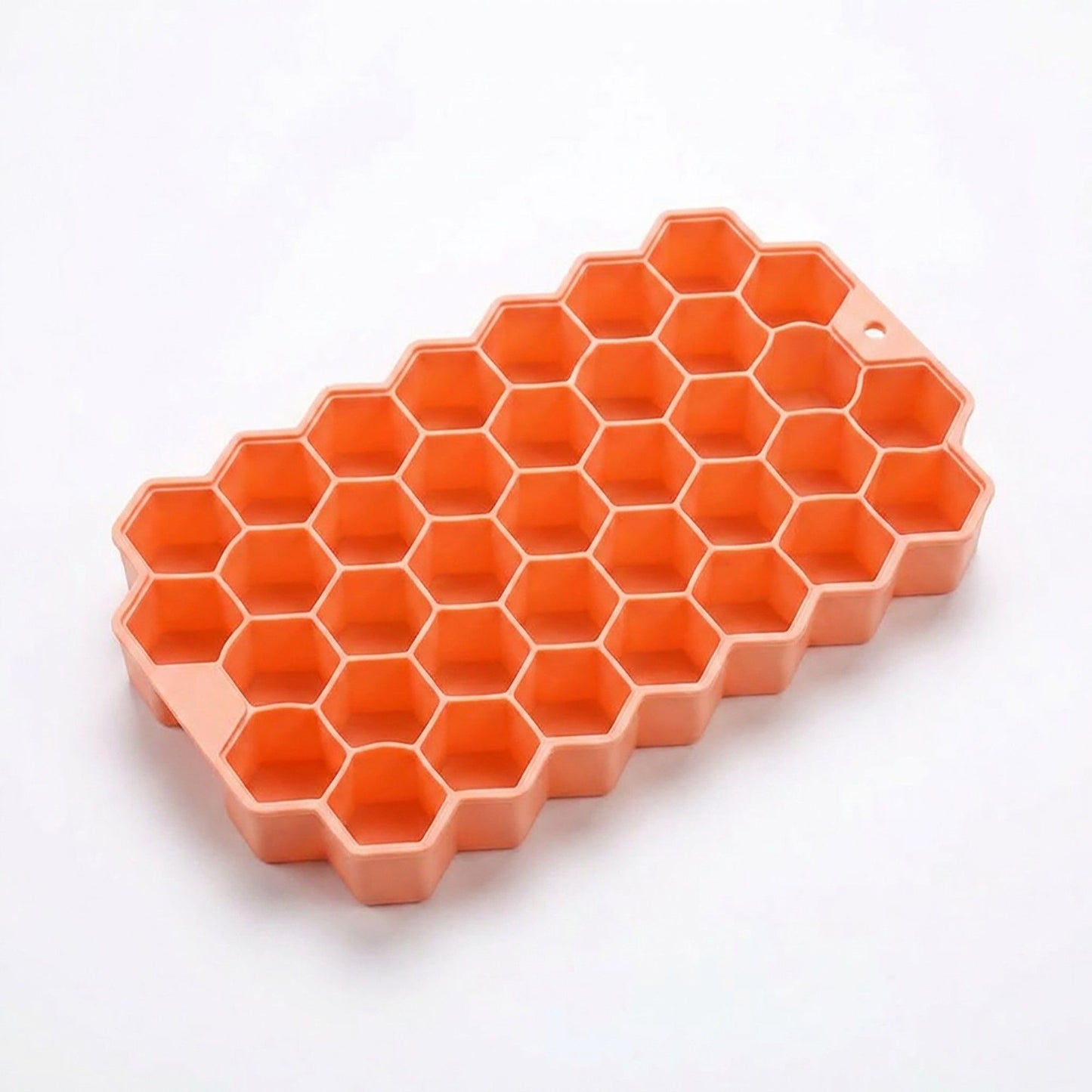 2-Piece Honeycomb Ice Cube Tray - 37-Grid Flexible Mold with Spill-Resistant Lid
