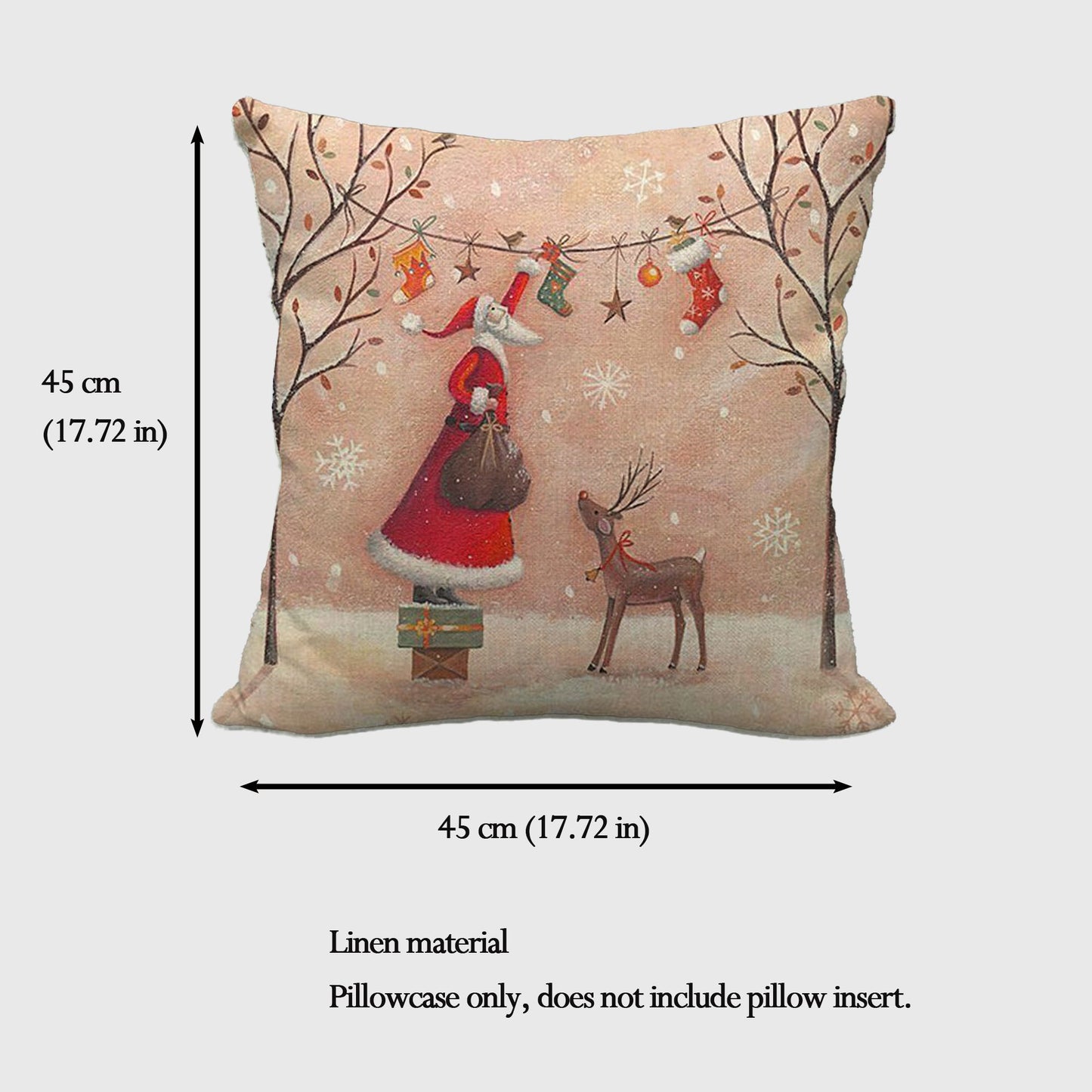 Vintage Winter Throw Comfortable Pillow Cover 18x18in