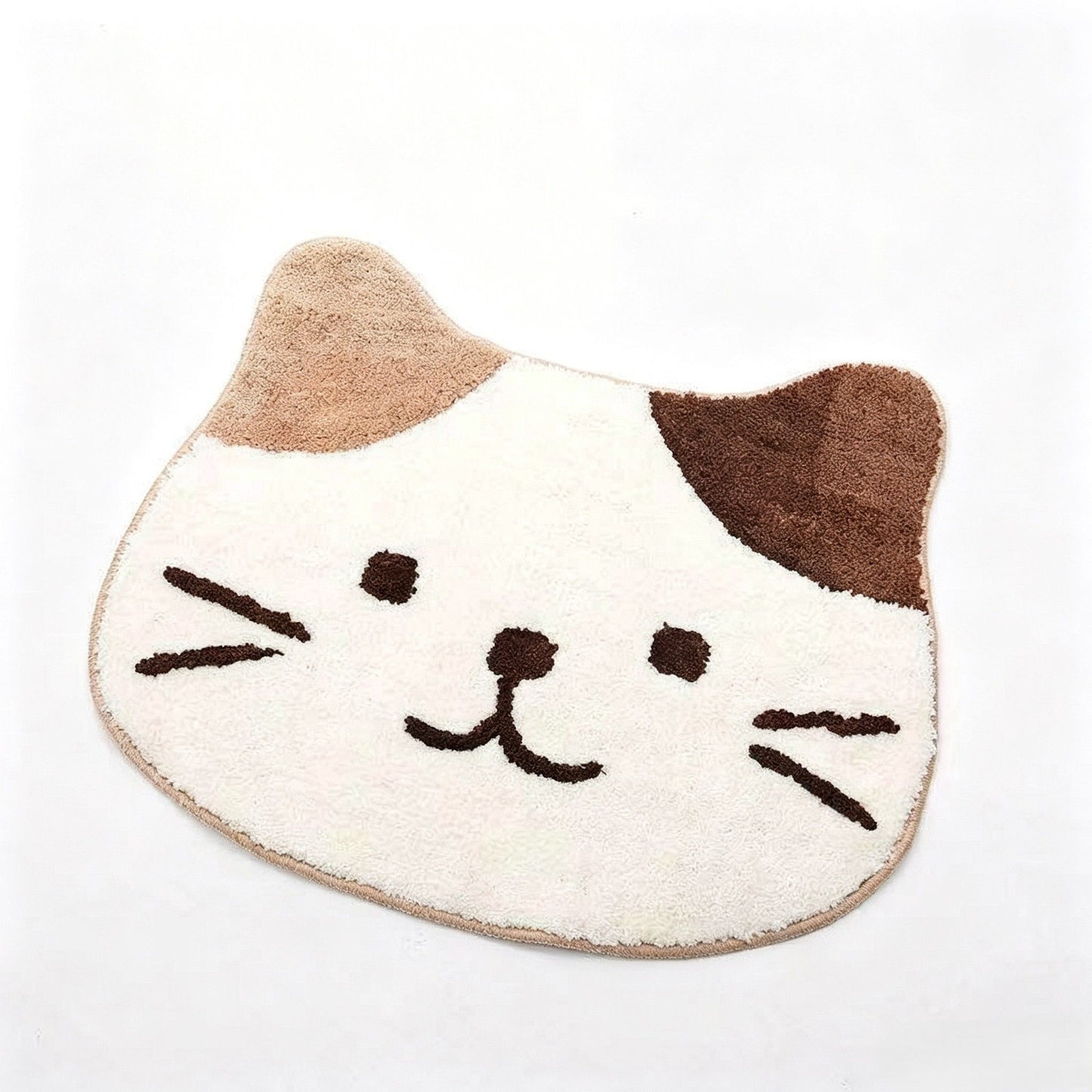 Cute Cat Head Shaped Bathroom Floor Mat Soft Water Absorbent with Anti-Slip Base