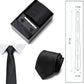 Men's Solid Textured Tie Gift Set Necktie Pocket Square Cufflinks Tie Clip Formal Accessory Set