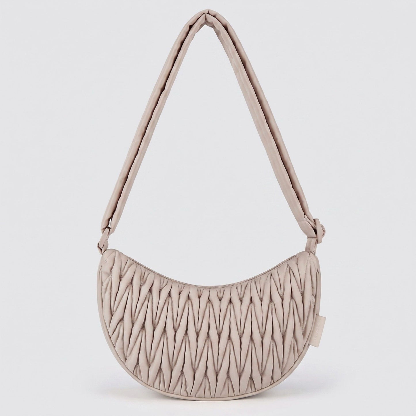 Ruched Crescent Shoulder Bag with Knotted Wide Adjustable Shoulder Strap 11.8x3.5x6.3in