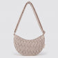 Ruched Crescent Shoulder Bag with Knotted Wide Adjustable Shoulder Strap 11.8x3.5x6.3in