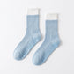 6 Pair Non-Slip Crew Socks with Contrast Ribbed Cuffs