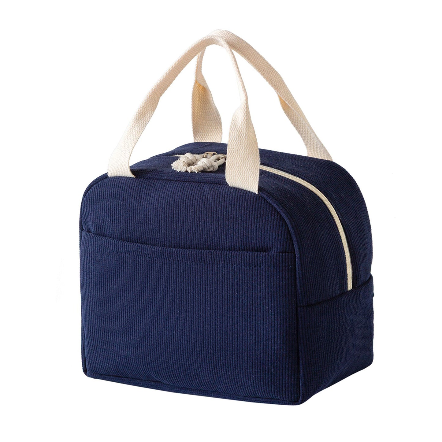 Insulated Corduroy Lunch Bag with Front Pocket