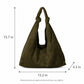 Large Suede Look Hobo Shoulder Bag with Knotted Strap and Magnetic Closure