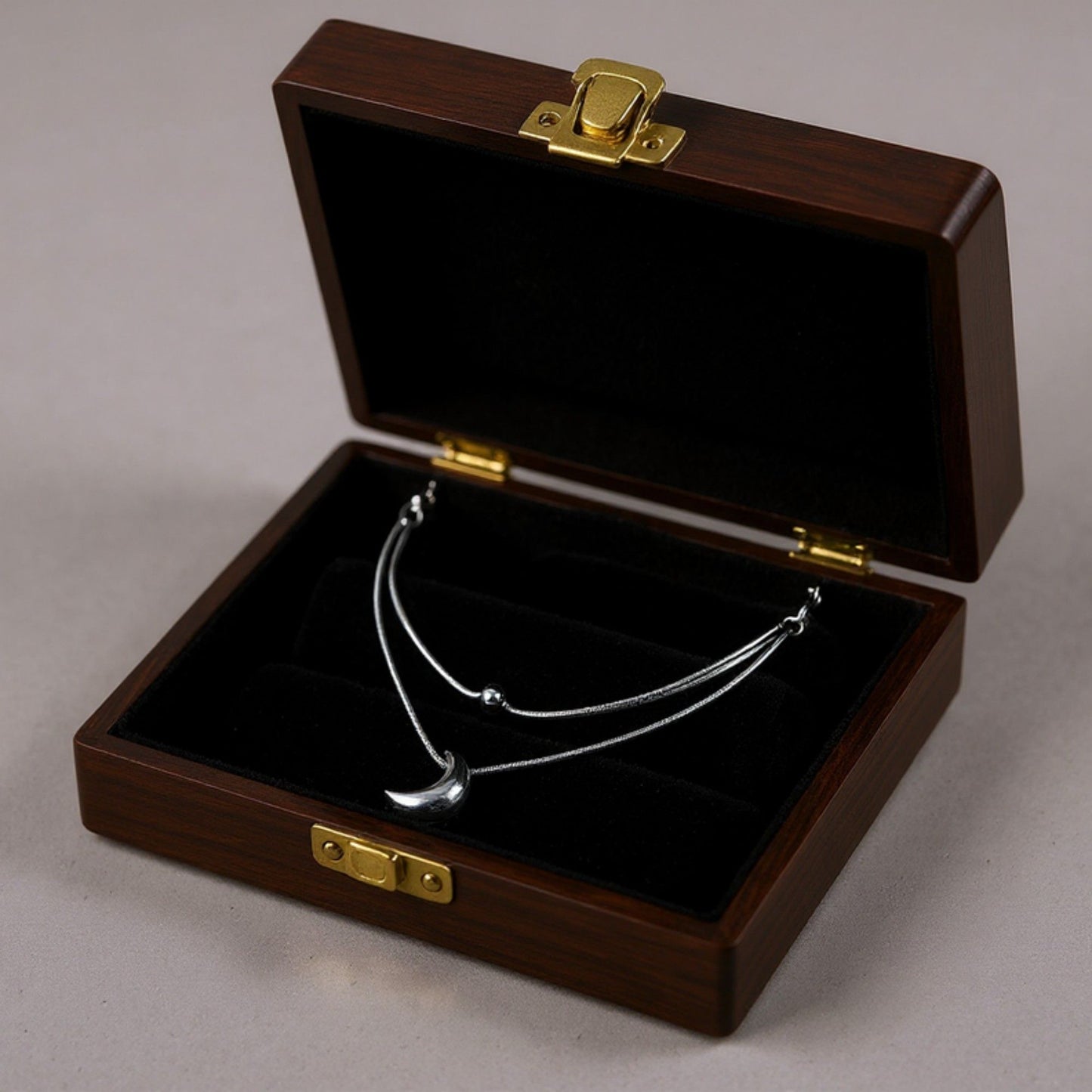Layered Necklace Set with Minimalist Bead Charm and Sculpted Crescent Moon Pendant for a Delicate Refined Everyday Statement