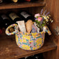Floral Quilted Fabric Storage Basket with Carry Handles