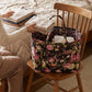 Quilted Floral Storage Basket with Handles and Front Pocket