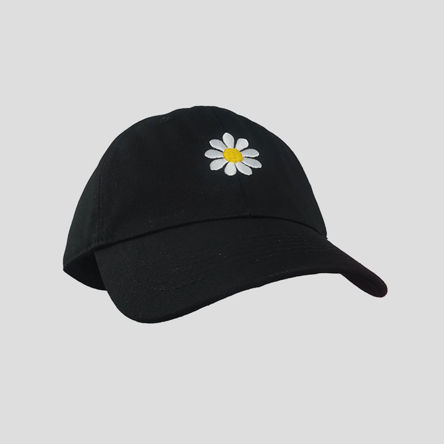Women's Baseball Cap Stylish Solid Color with Daisy Embroidery