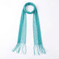 Lightweight Skinny Scarf with Metallic Sheen Fringe Trim and Long Neck Tie Design