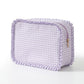Ruffle Trim Travel Makeup Bag with Zipper Closure