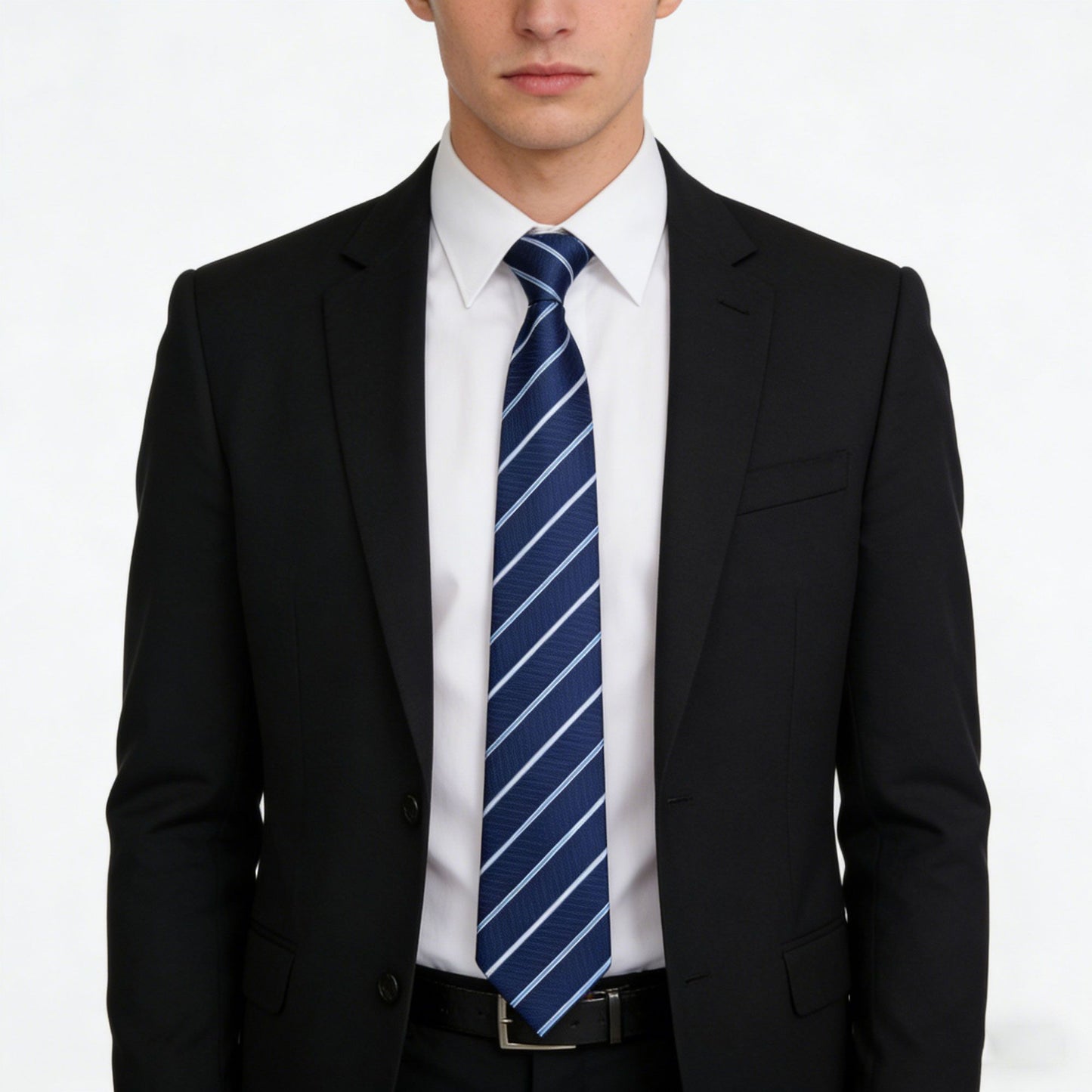 Men's Polyester Filament Tie with Striped Texture - Formal/Casual Necktie for Business, Weddings & Daily Wear