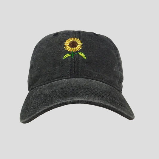 Women's Baseball Cap with Sunflower Embroidery