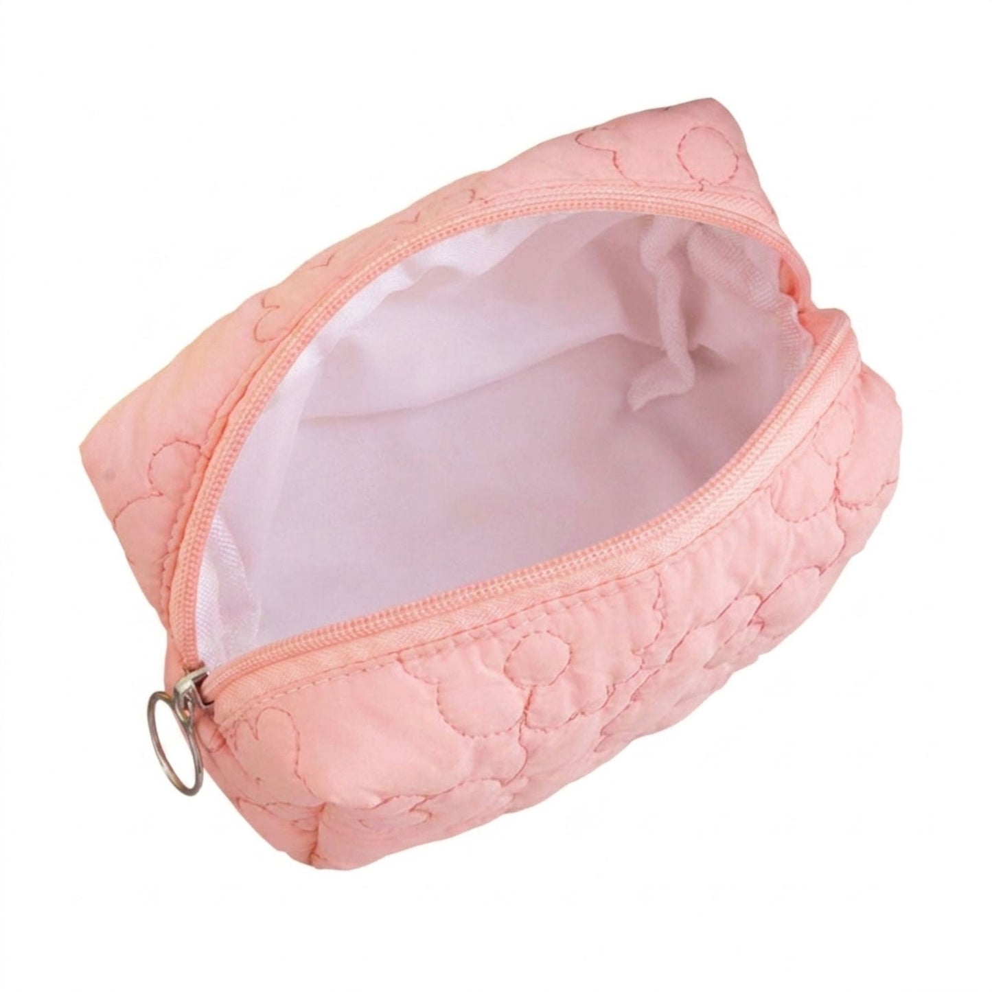 Floral Quilted Makeup Bag Large Capacity Cosmetic Toiletry Travel Pouch with Handle
