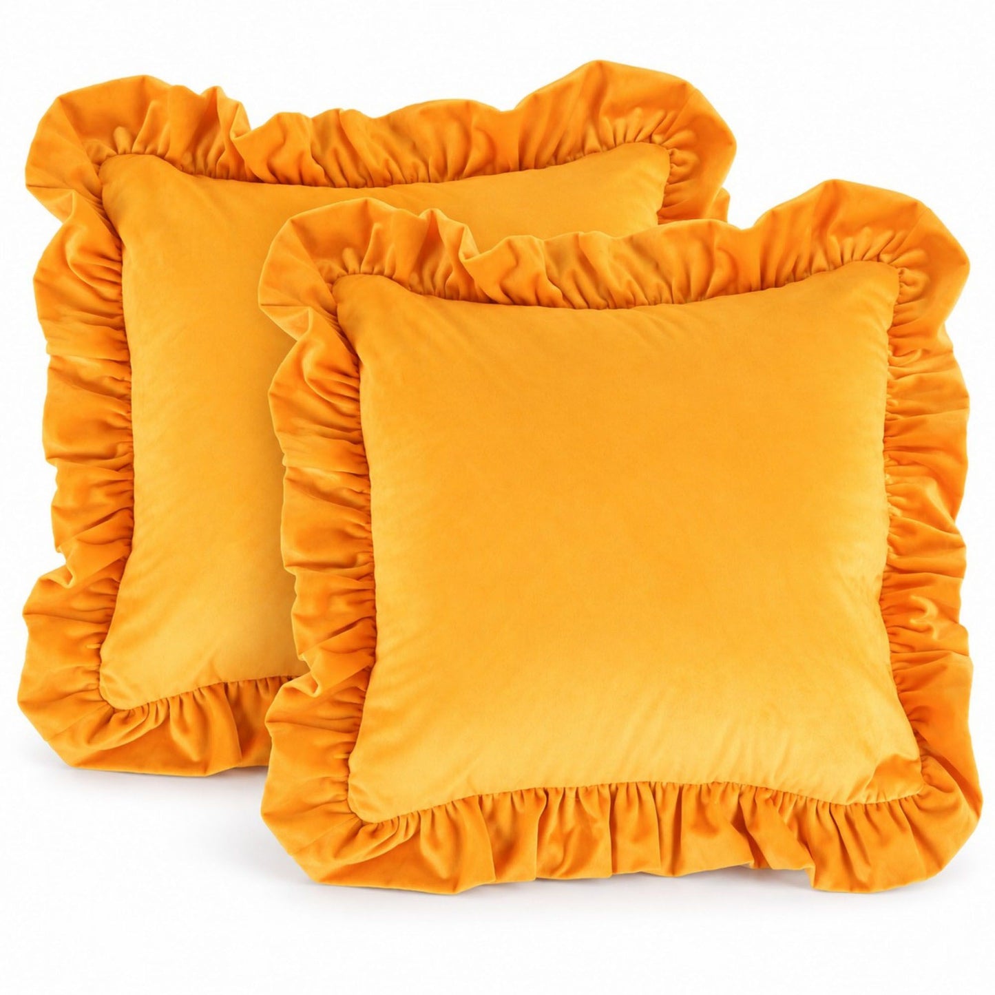 Velvet Ruffle Decorative Throw Pillow Cover Set of 2