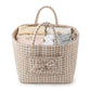 Gingham Quilted Storage Basket with Handles and Bow