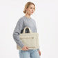 Corduroy Laptop Bag Large Capacity Work Tote with Front Zipper Pocket